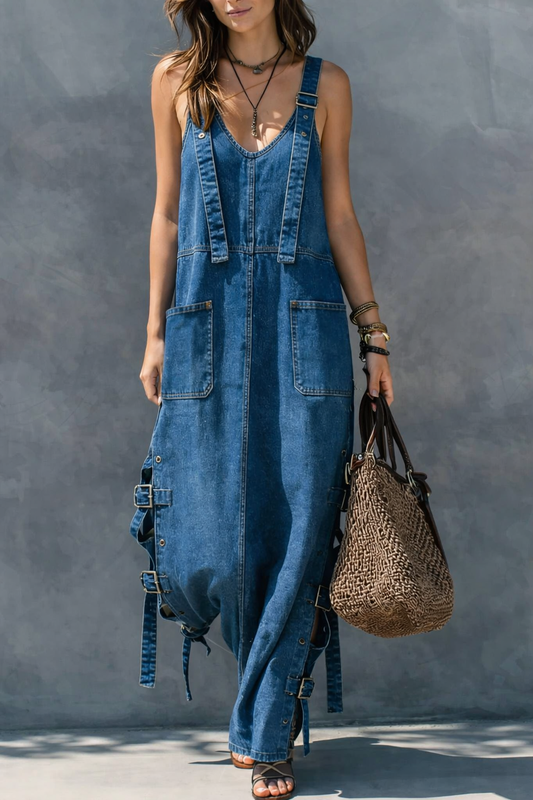 CHLOE™ | Buckle Denim Jumpsuit