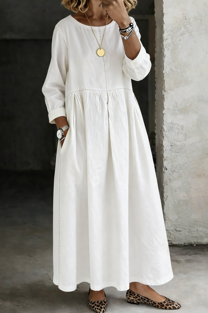 HARTLEY™ | Round-Neck Denim Maxi Dress