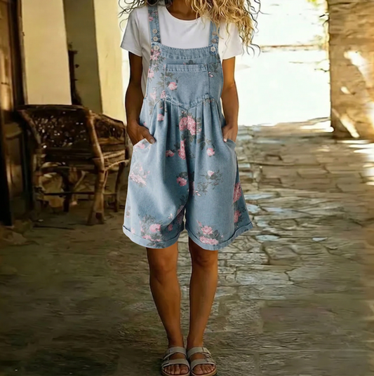 JUDY™ | Floral Denim Dungarees