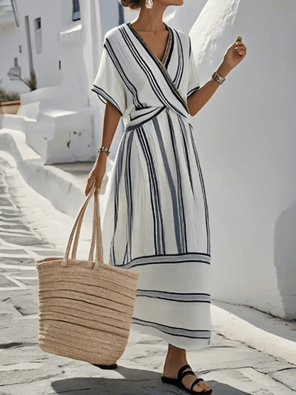 ANNABEL™ | Striped Wrap Maxi Dress