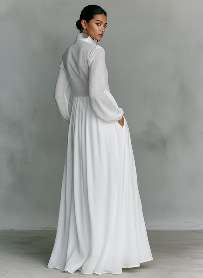 BRIERLY™ | Stand-Collar Maxi Dress