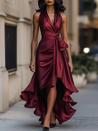 ELOWEN™ | Satin Halterneck Gown
