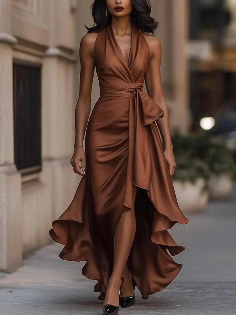 ELOWEN™ | Satin Halterneck Gown