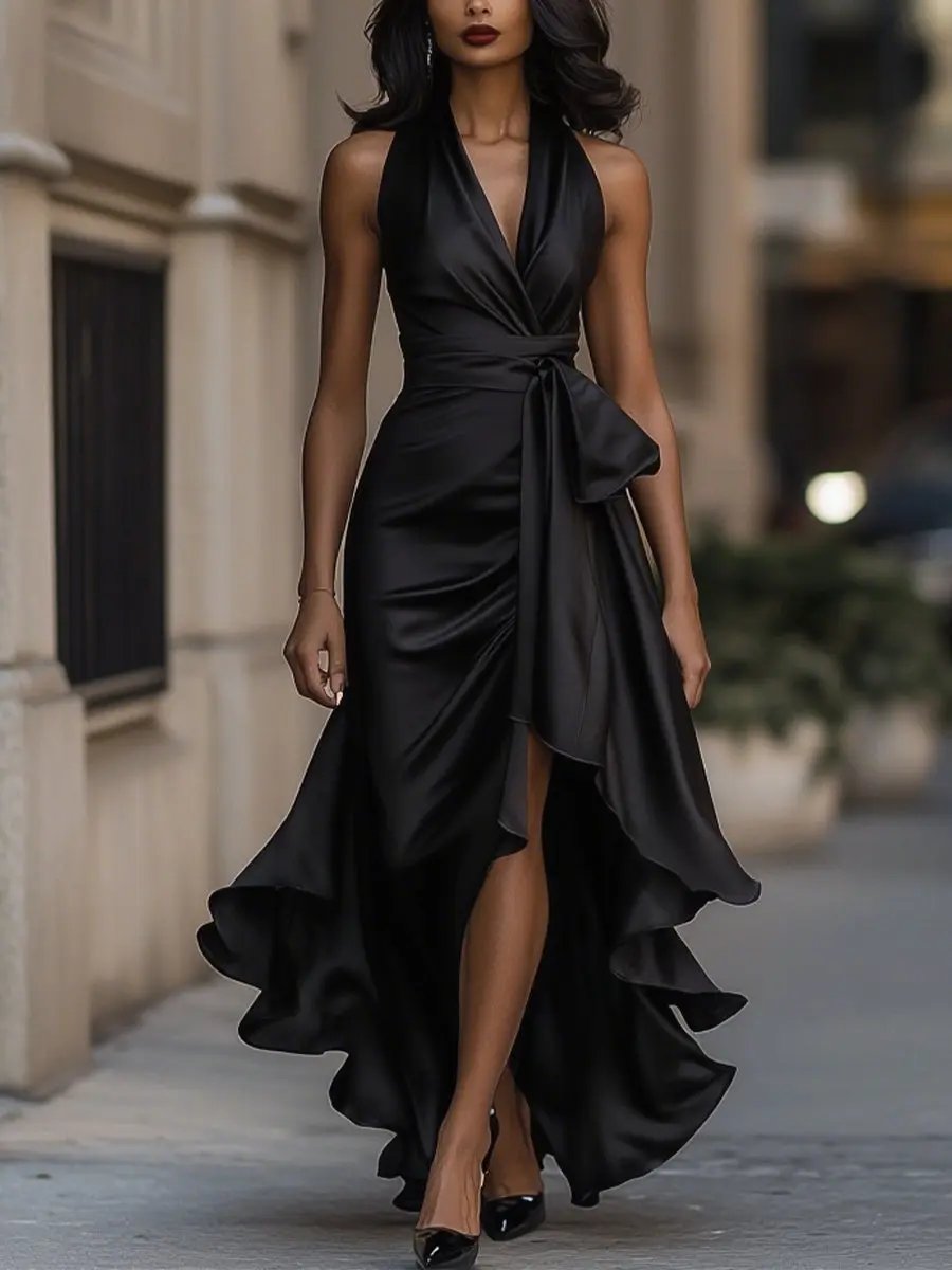 ELOWEN™ | Satin Halterneck Gown