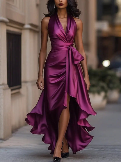 ELOWEN™ | Satin Halterneck Gown