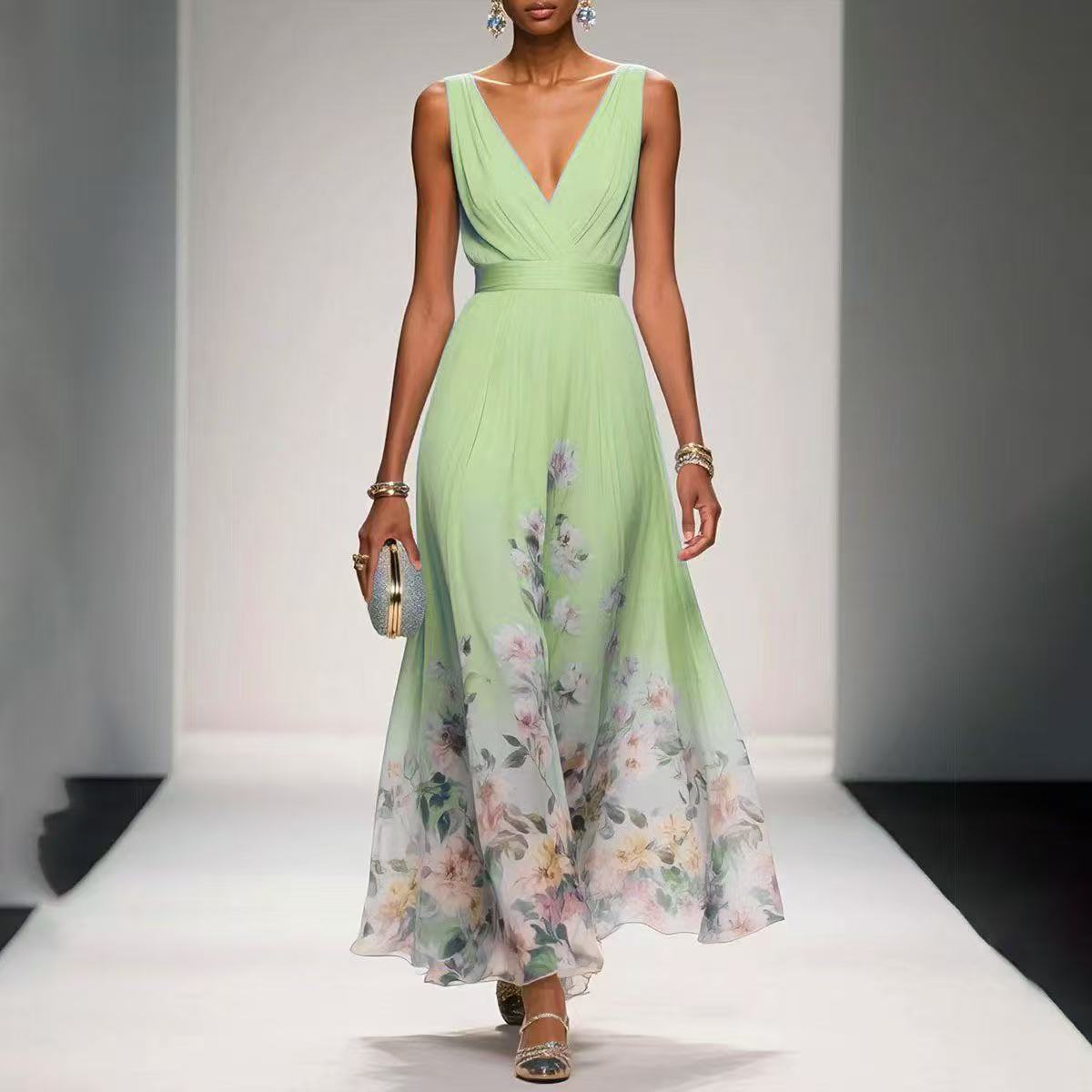 SAPHIRA™ | Hem V-Neck Maxi Dress