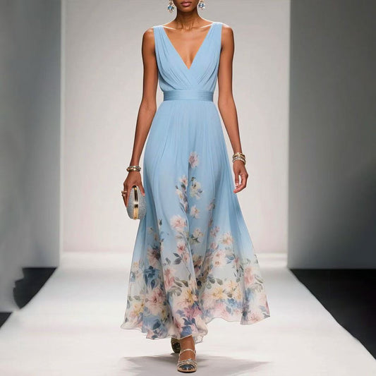 SAPHIRA™ | Hem V-Neck Maxi Dress