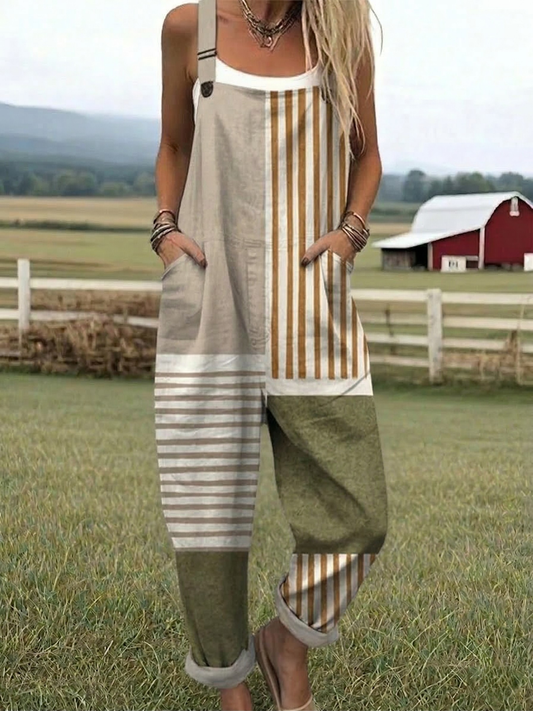 LEONA™ | Striped Patchwork Jumpsuit