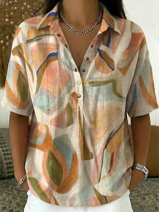AMANDA™ | Printed Short-Sleeve Blouse