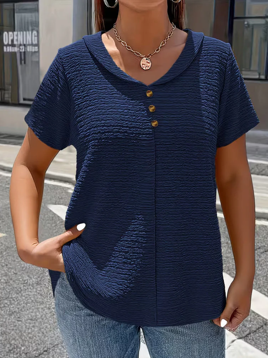 SELENA™ | Textured V-Neck Top