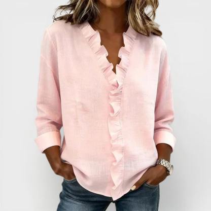 ALEXANDRA™ | Ruffle V-Neck Blouse