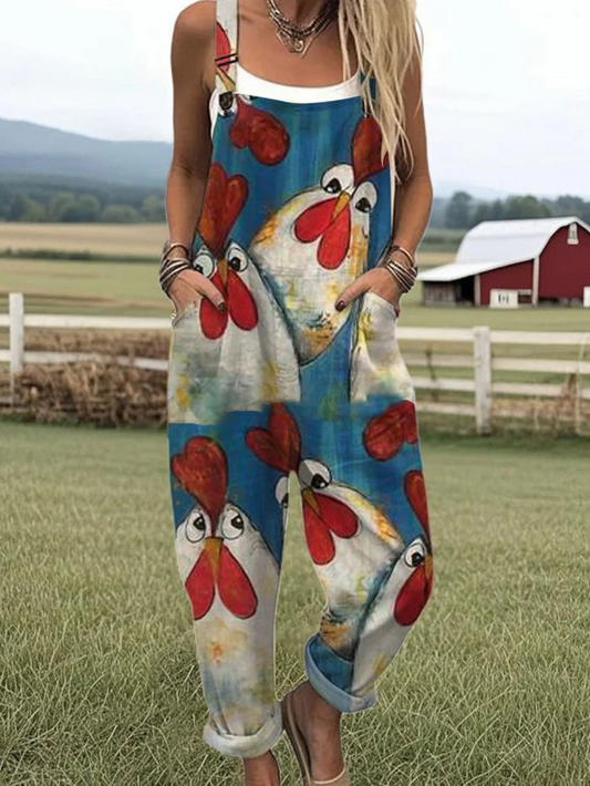 DAISY™ | Chicken Print Dungarees