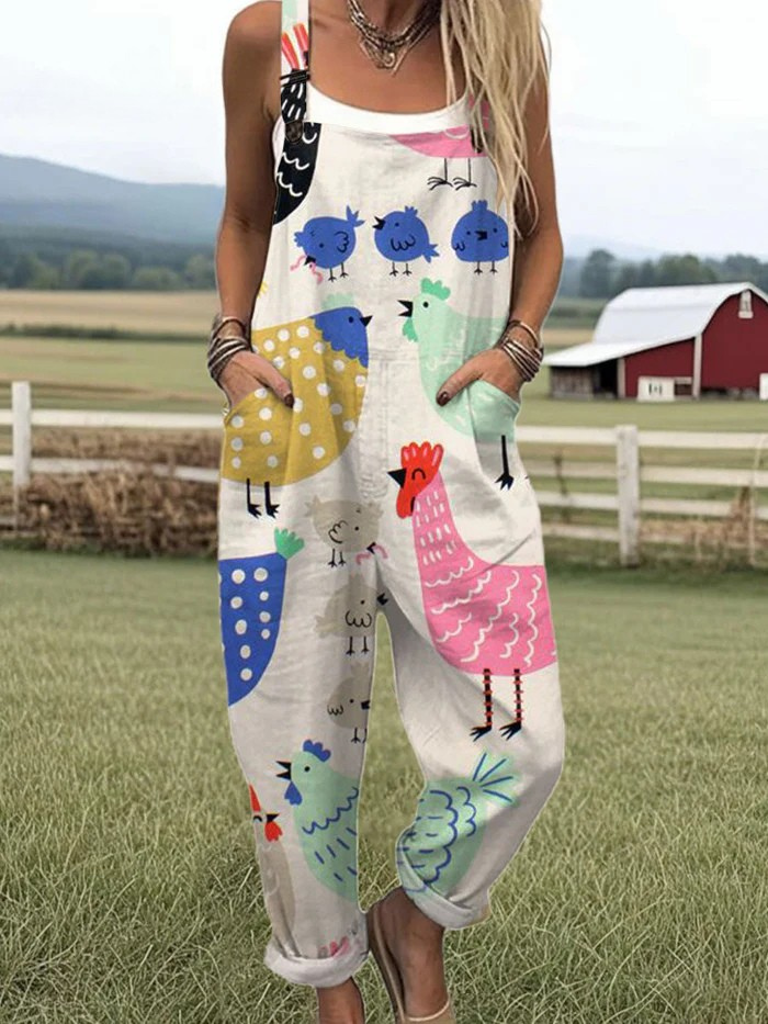 DELIA™ | Hen Print Jumpsuit