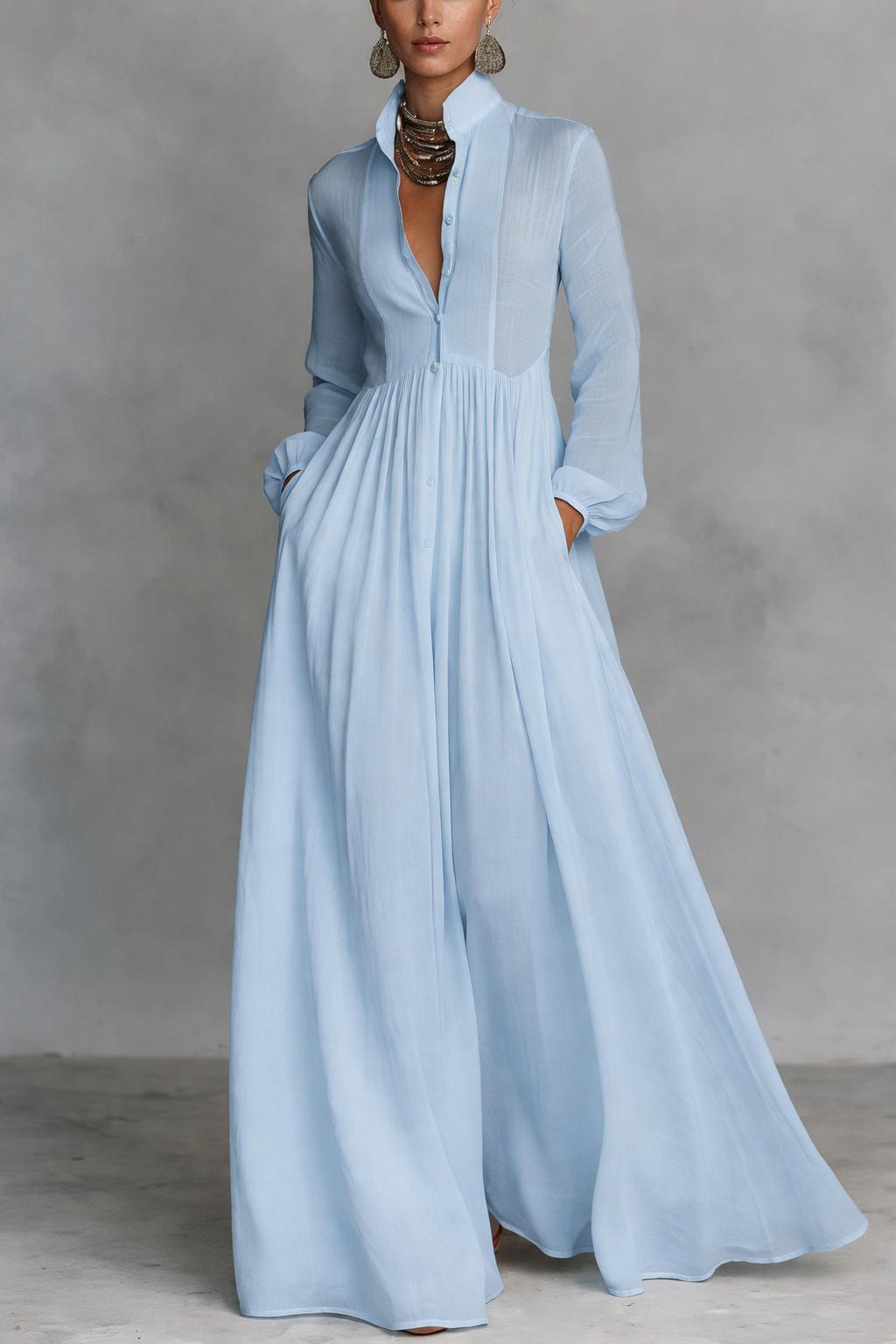 FLORENNE™ | Button-Front Maxi Dress