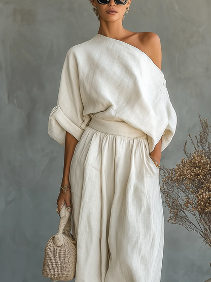 CAROL™ | Draped Off-Shoulder Set