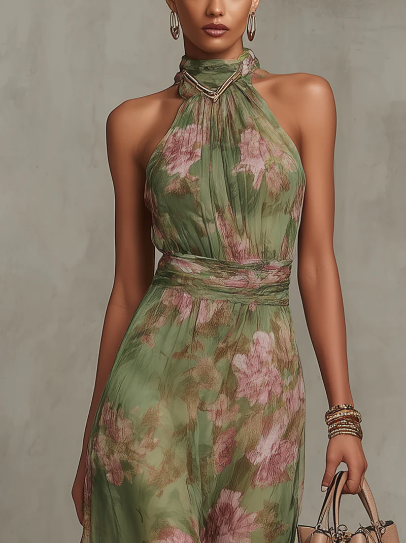 TAMSIN™ | Floral Halterneck Maxi Dress
