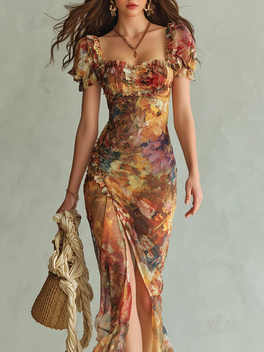 BIANCA™ | Painted Chiffon Maxi Dress