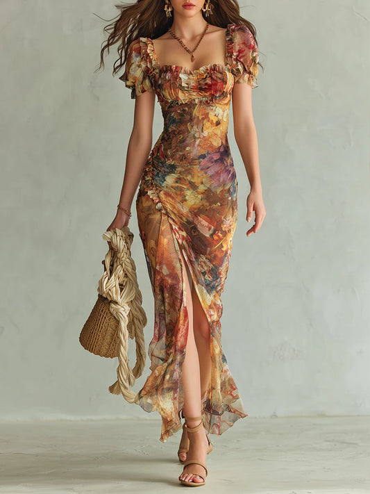 BIANCA™ | Painted Chiffon Maxi Dress
