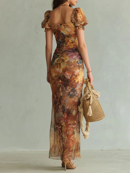 BIANCA™ | Painted Chiffon Maxi Dress
