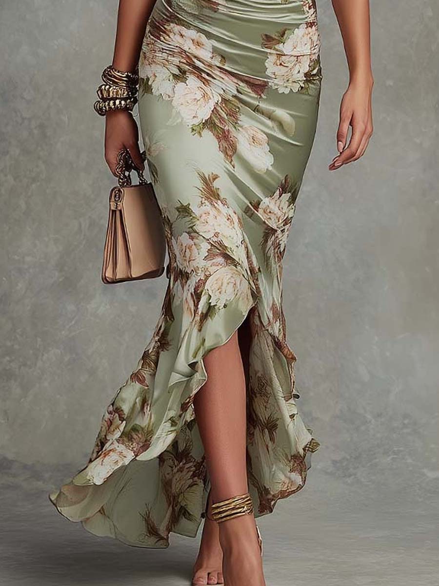 BRIDGET™ | Floral Satin Maxi Dress