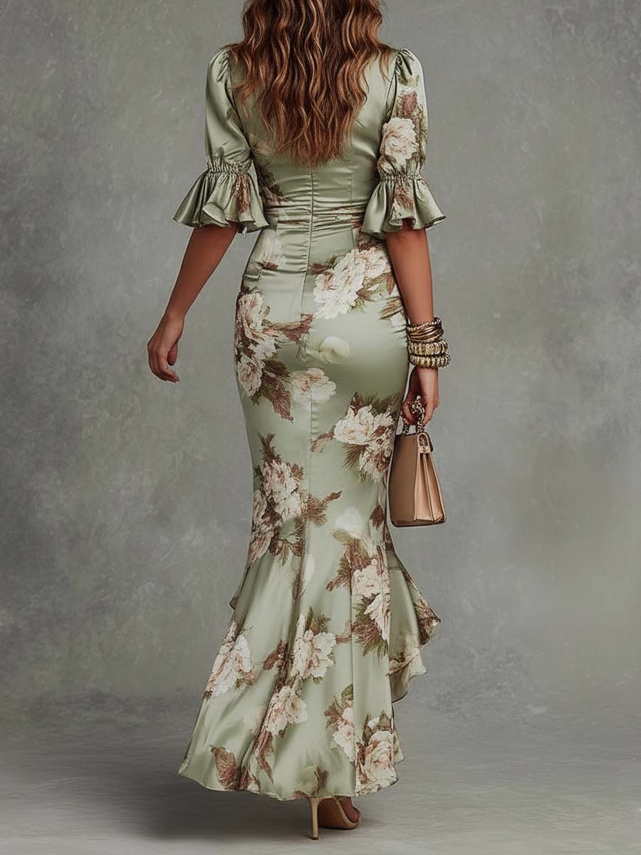 BRIDGET™ | Floral Satin Maxi Dress