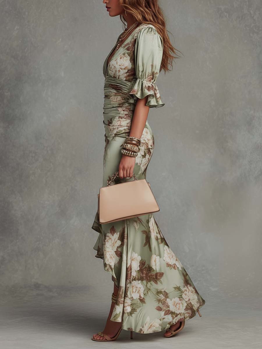 BRIDGET™ | Floral Satin Maxi Dress