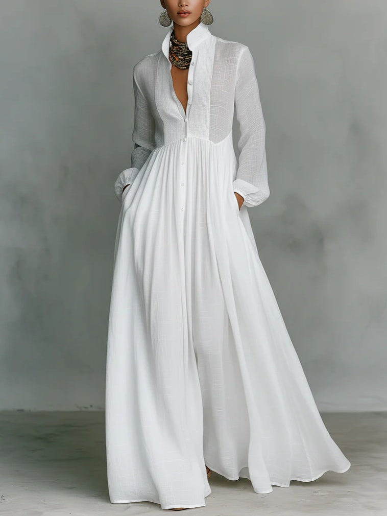 YVAINE™ | Button-Front Maxi Dress