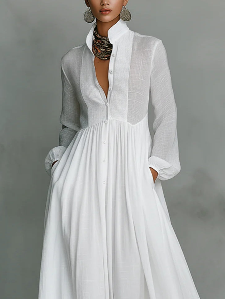 YVAINE™ | Button-Front Maxi Dress