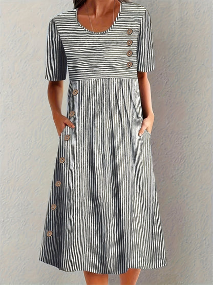 ROSALIND™ | Striped Midi Dress