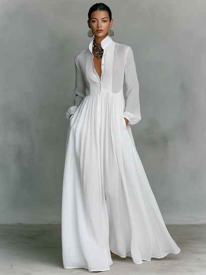 BRIERLY™ | Stand-Collar Maxi Dress