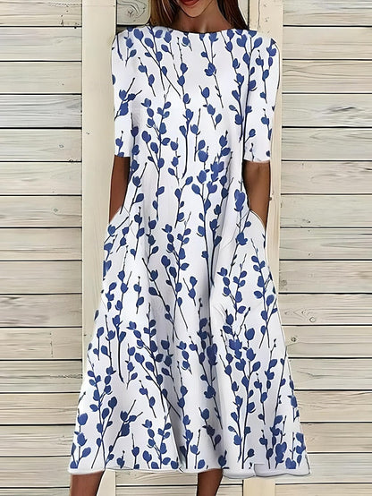 CARMEN™ | Leaf Print Midi Dress