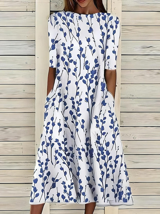 CARMEN™ | Leaf Print Midi Dress