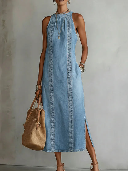 JULIA™ | Retro Lace Denim Dress