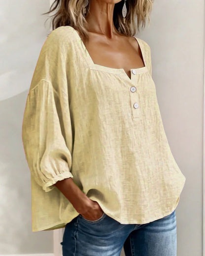 SOPHIE™ | Square Neck Linen Blouse