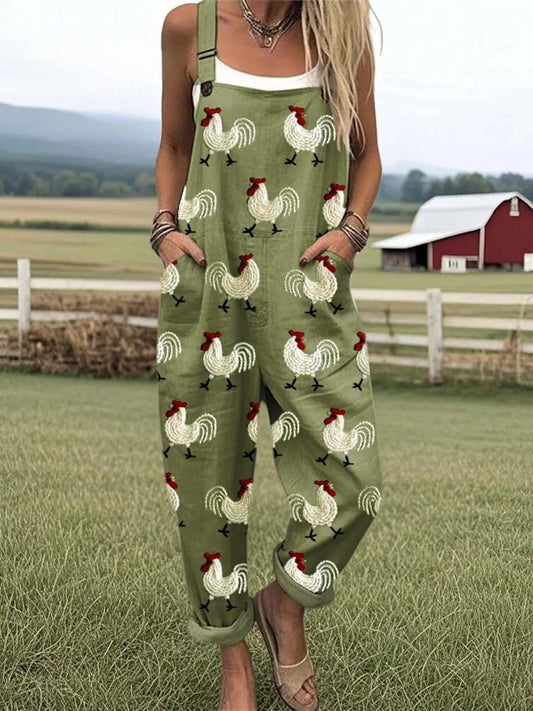 DORIS™ | Rooster Print Dungarees