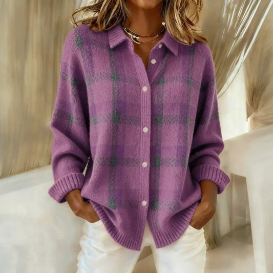 JANETTE™ | Plaid Knit Cardigan