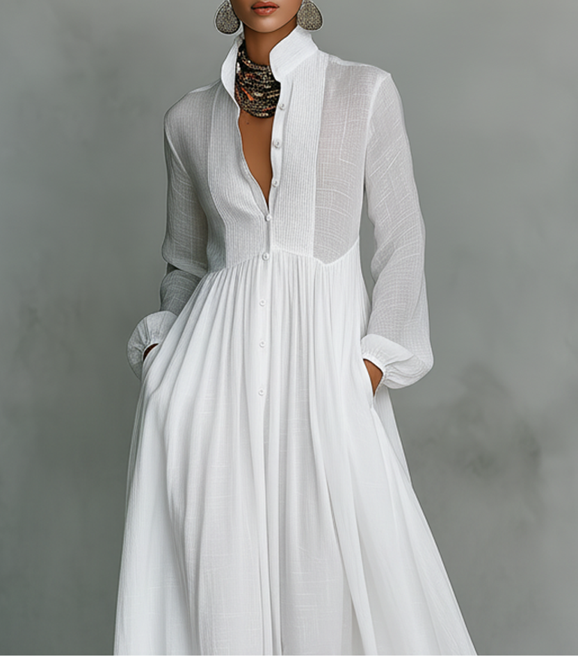 FLORENNE™ | Button-Front Maxi Dress
