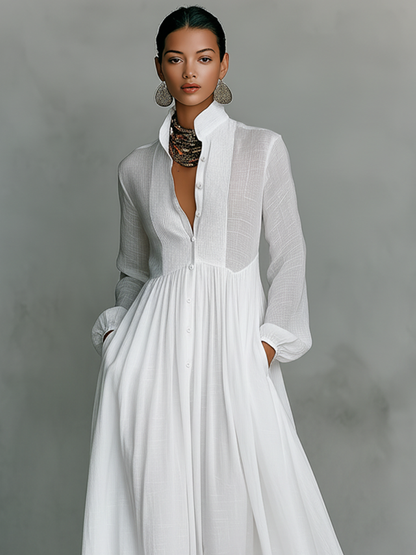 BRIERLY™ | Stand-Collar Maxi Dress