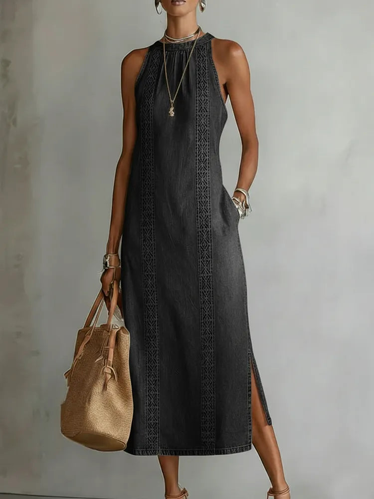 JULIA™ | Retro Lace Denim Dress