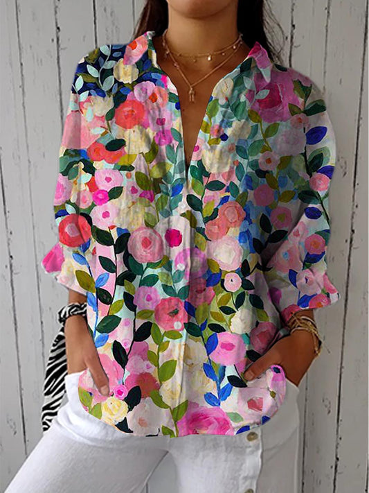 MEREDITH™ | Floral V-Neck Blouse