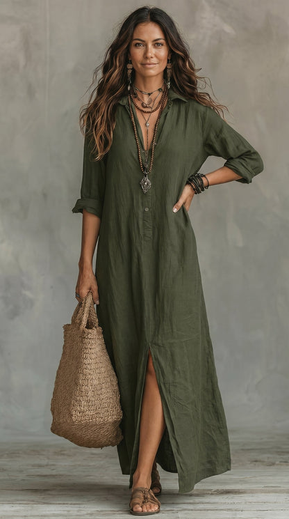 IRENE™ | Linen Maxi Dress