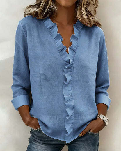 ALEXANDRA™ | Ruffle V-Neck Blouse