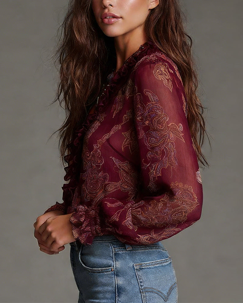 KATIE™ | Ruffle Zip Blouse