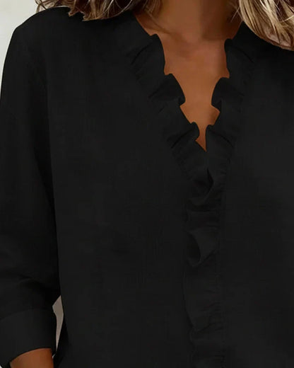 ALEXANDRA™ | Ruffle V-Neck Blouse
