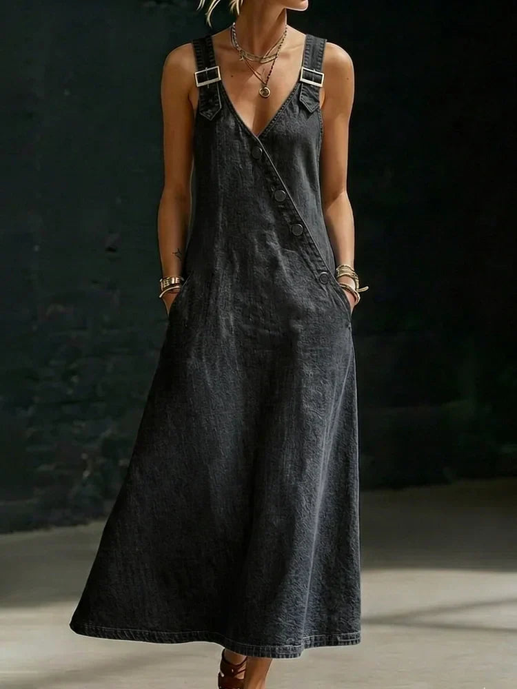HATTIE™ | Button-Front Denim Dress