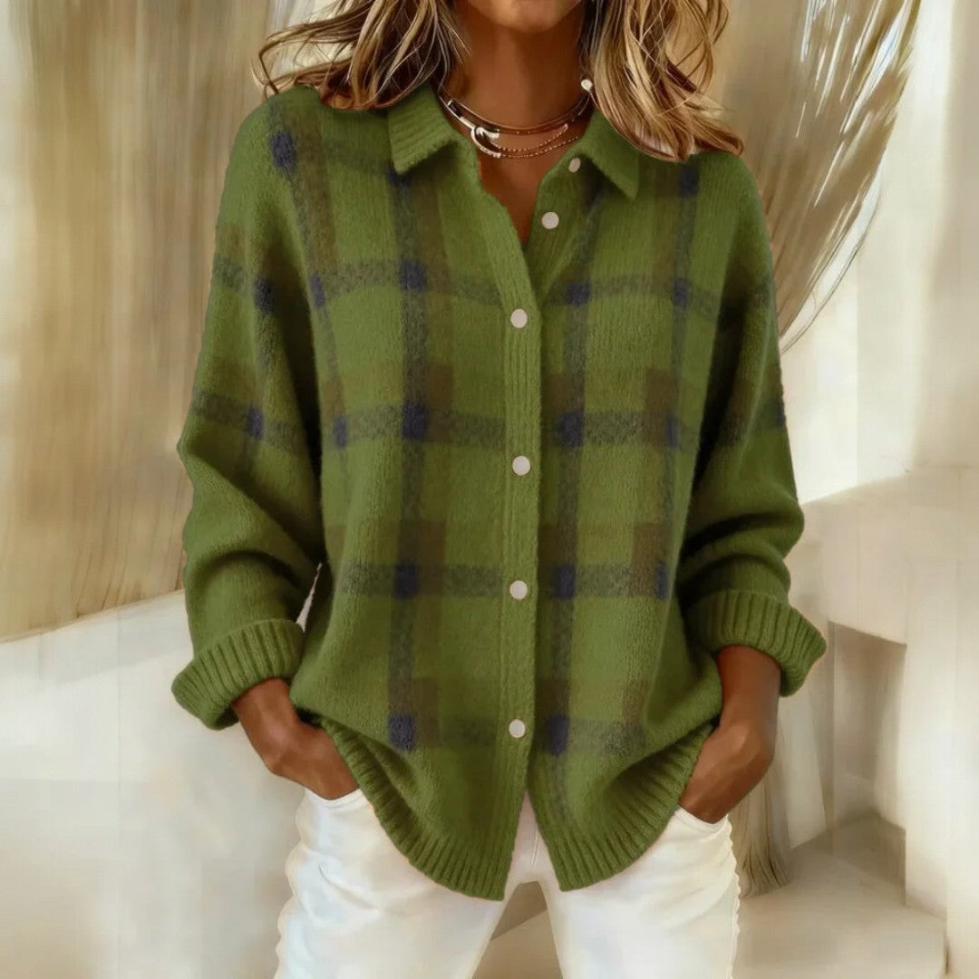 JANETTE™ | Plaid Knit Cardigan
