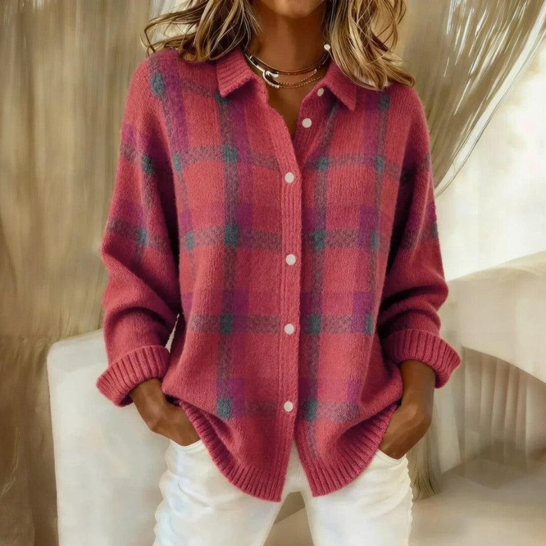 JANETTE™ | Plaid Knit Cardigan