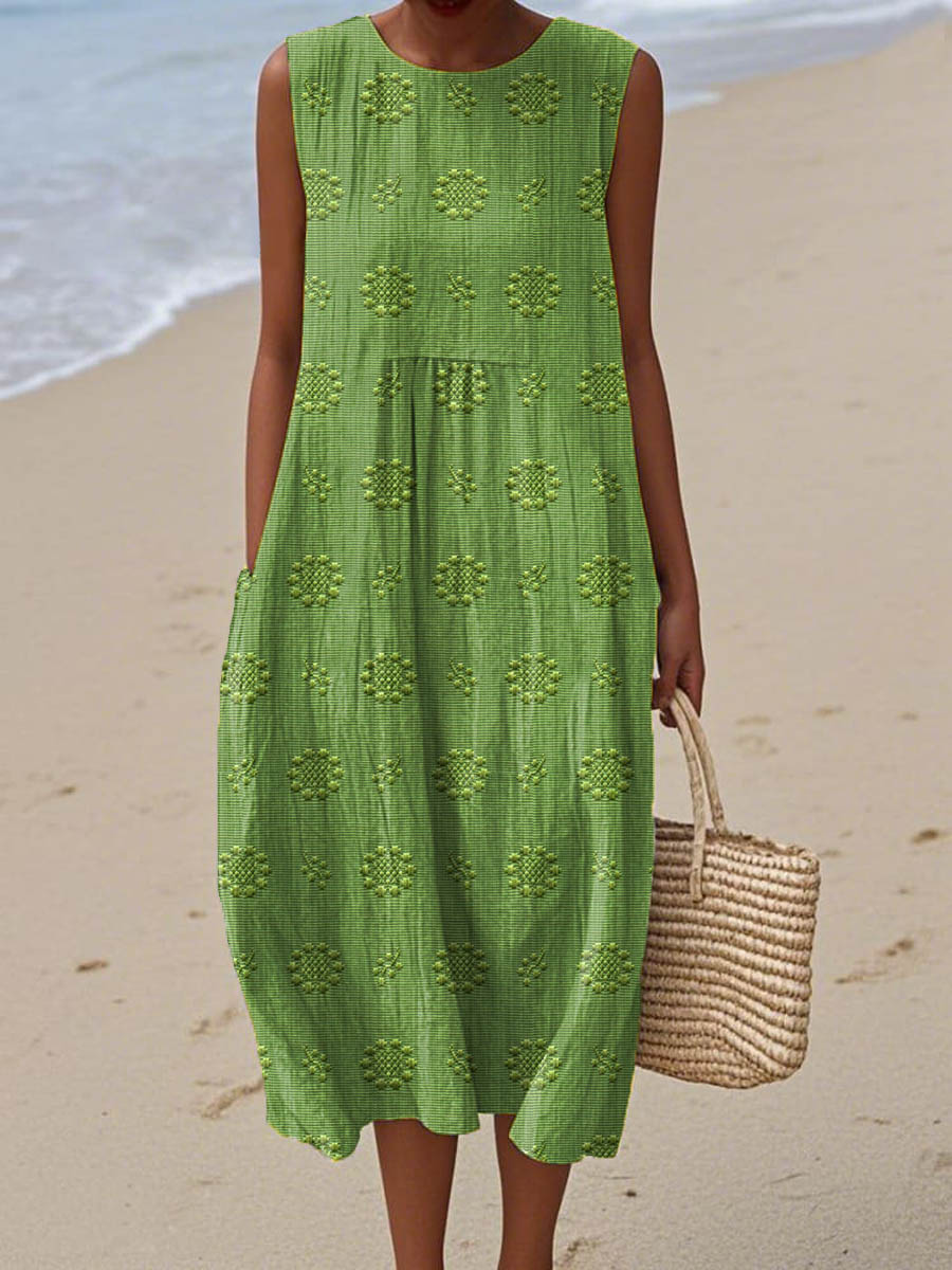 ANGELA™ | Embroidered Cotton Midi Dress