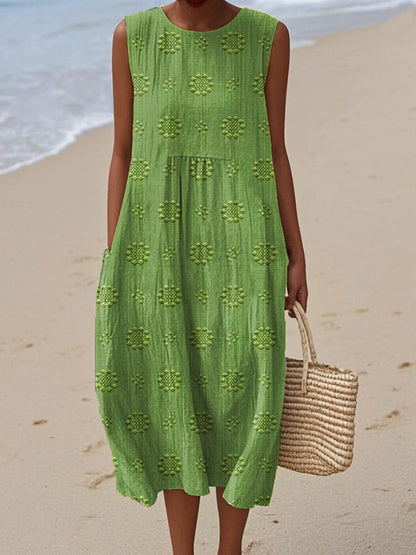 ANGELA™ | Embroidered Cotton Midi Dress