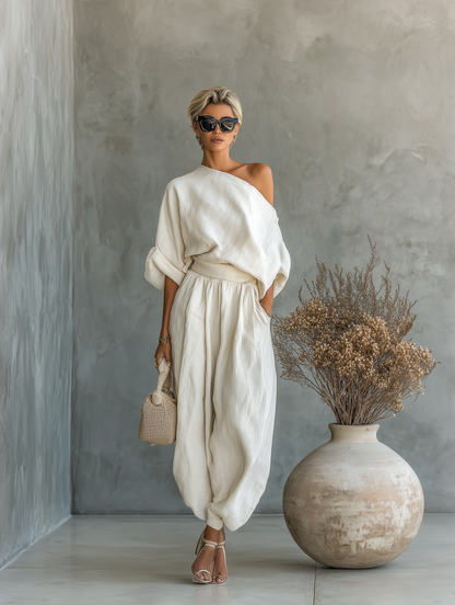 ANNORA™ | Linen Off-Shoulder Co-Ord